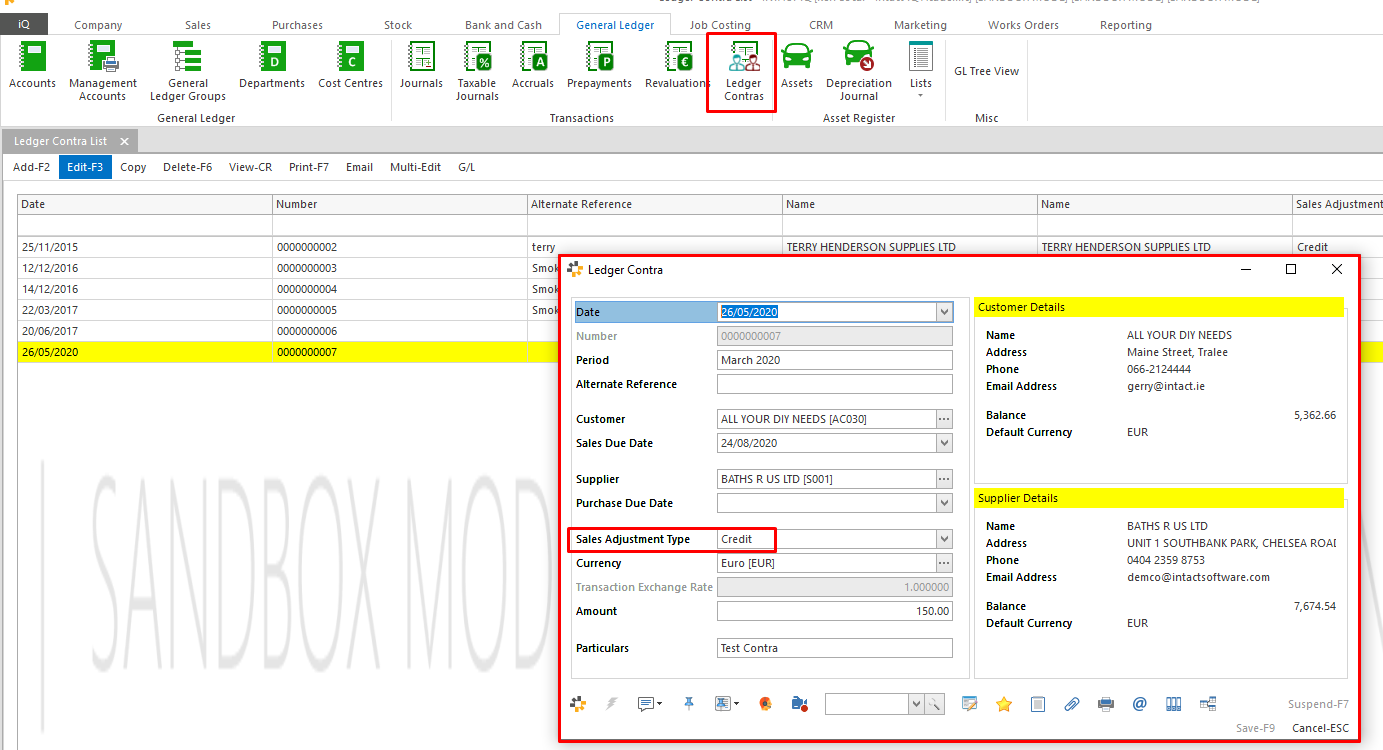 How to Enter a Contra Entry? Intact iQ Hub