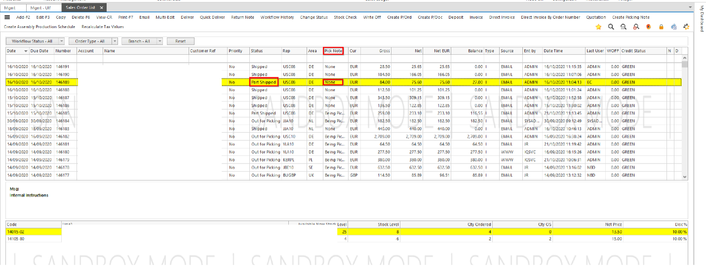 How to Change the Sales Order Status 'Out for Picking' Intact iQ Hub