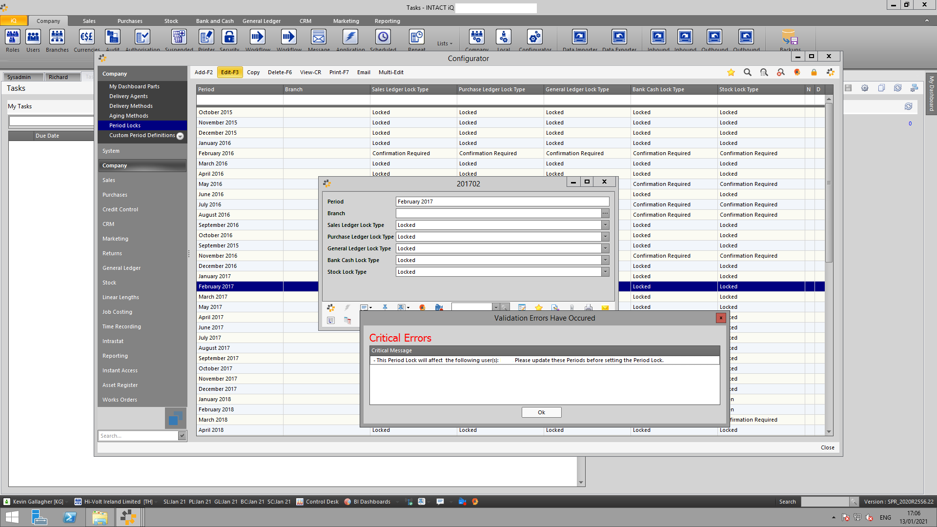 Locking Periods Error When Trying to Close All Periods Intact iQ Hub