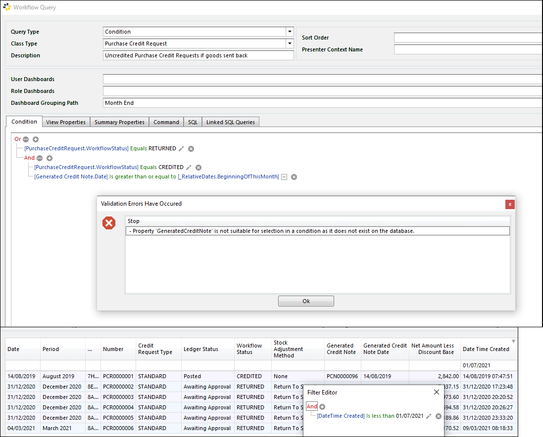 Enable use of Audit Trail data and Calculated fields as conditions in Workflow Queries